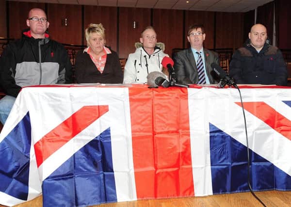 Ian Ogle (right) at an Ulster Peoples Forum press conference. 
Picture By: Arthur Allison /Pacemaker.