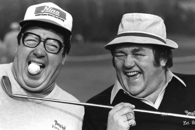 Frank Carson with his good friend and golfing pal Les Dawson in1982