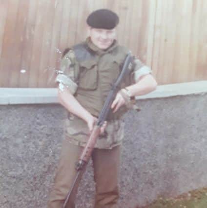 Tommy Judge in his British army uniform in the 1970s. He was a survivor of the M62 IRA coach bombing and is now a Labour councillor in Manchester.