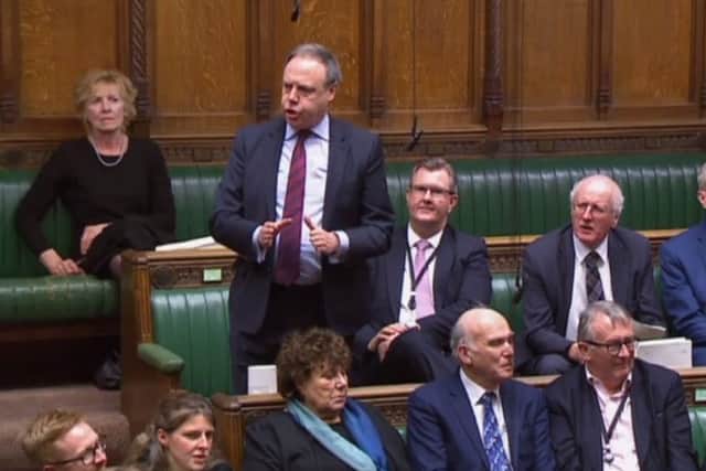 Nigel Dodds MP, the DUP leader at Westminster, speaking in the House of Commons alongside party colleagues shortly after the so-called Brady amendment to the Withdrawal Agreement, proposing to ditch the backstop, was backed by the House of Commons with DUP votes. Screengrab taken from Parliament.tv January 29, 2019