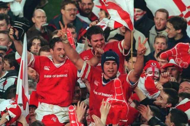 David Humphreys, Tony McWhirter and Andy Ward celebrate Ulster's win