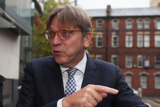 The European Parliament's chief Brexit negotiator, Guy Verhofstadt, on Ormeau Avenue in Belfast during a two-day fact-finding mission.