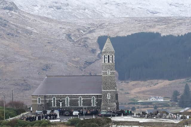 The funeral of Micheal Roarty at the Sacred Heart Church in Dunlewey
