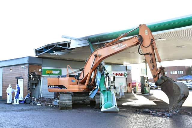 The digger used in the Moira theft was set alight and also caused damage to the garage