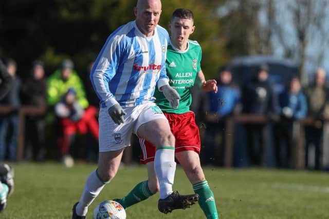 Warner Mullen on the attack for Strabane Athletic in the sixth-round exit