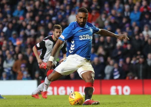 Jermain Defoe converts a penalty kick for Rangers in the win over St Mirren. Pic by PA.