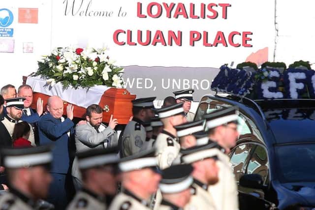 Funeral of murder victim Ian Ogle at Covenant Love Church on the Albertbridge Road in east Belfast