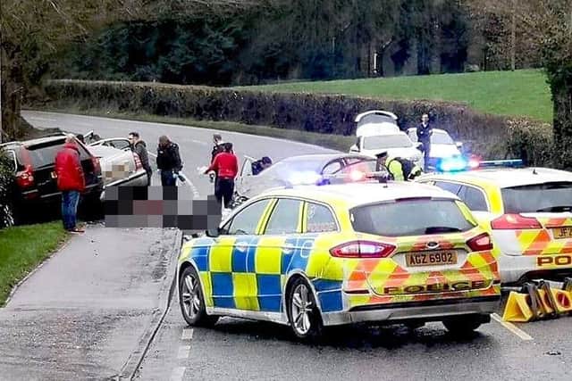 The scene of the fatal accident on main road between Dungannon and Moy. Picture by McAuley Multimedia