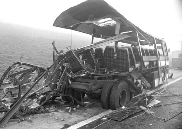 The coach carrying servicemen and their families was ripped apart by the bomb, killing 12 people and injuring at least 12 others on the M62 motorway. The Haughton's were sitting on the back seat when the bomb detonated right under them