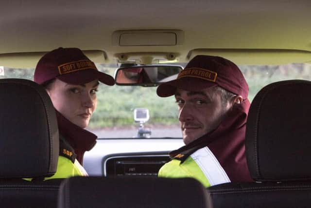 Diona Doherty (Tracy Jones) and Patrick Buchanan (Connor Lafferty) - the Soft Border Road Patrol team