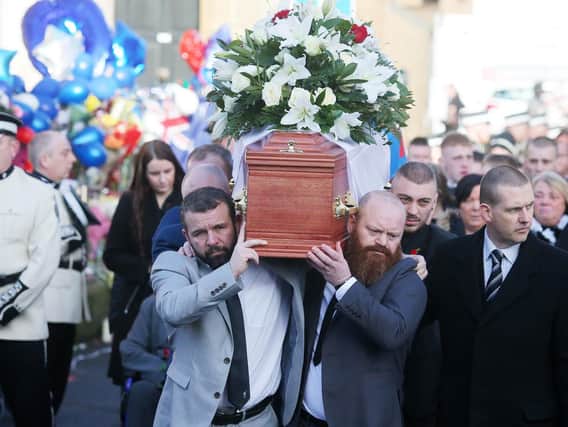 Photograph from the funeral of murdered Belfast father-of-two, Ian Ogle.