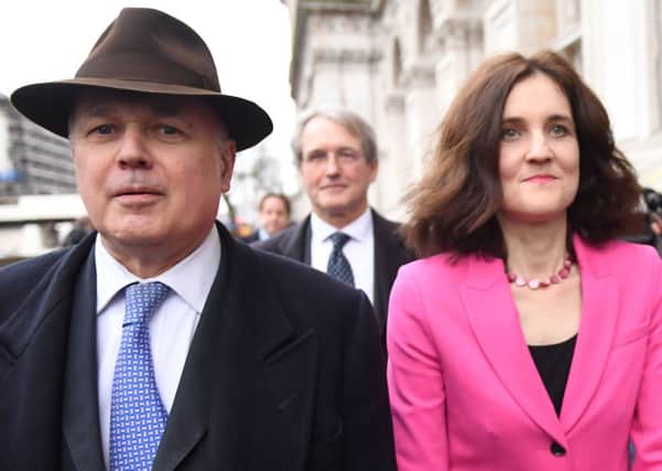 (left to right) Iain Duncan Smith, Owen Paterson and Theresa Villiers arrive at the Cabinet Office in Westminster, London for a meeting of the Alternative Arrangements Working Group (AAWG) to examine the feasibility of the so-called Malthouse Compromise. PRESS ASSOCIATION Photo. Picture date: Monday February 4, 2019. Theresa May invited rebel Tory MPs into the heart of Government to thrash out changes to her Brexit deal she hopes can overcome massive opposition in Brussels and Westminster. See PA story POLITICS Brexit. Photo credit should read: Stefan Rousseau/PA Wire