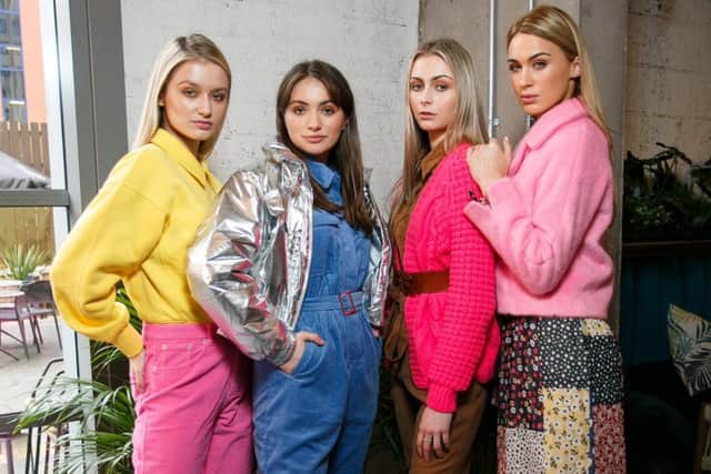 Models Sophie McGibbon, Molly Jeffrey, Philippa Boyd and Aimee Boyle, pictured at the launch of Belfast Fashionweek.