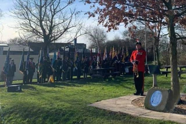 A record number of military standard bearers turned out for the 45th anniversary commemoration of the M62 IRA coach bombing, which killed 12 people near Bradford on 4 February 1974. Several hundred relatives and supporters also attended.