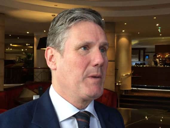 Shadow Brexit secretary Sir Keir Starmer speaking to the media in the Europa Hotel, Belfast where he said that with the clock ticking down to the UK's departure from the EU, it was "impossible to see a way forward without a backstop".