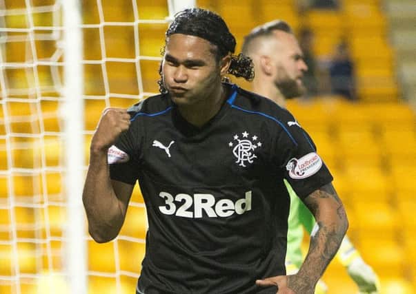 Carlos Pena celebrates a goal for Rangers. Pic by PA.