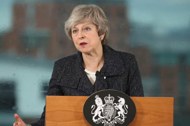 Prime Minister Theresa May speaking in Belfast on Tuesday. (Photo: P.A.)