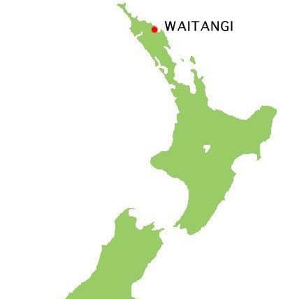 Location map of Waitangi, Bay of Islands, New Zealand