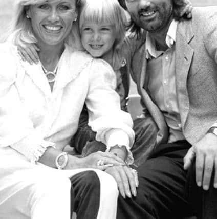 Calum Best with his mother Angie Best and father George Best in 1984