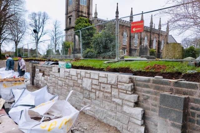 Work is continuing on the Co Armagh memorial wall in the grounds of St Mark's Church in Armagh city