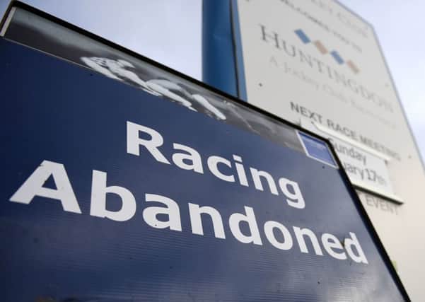 A view of a sign at Huntingdon Racecourse