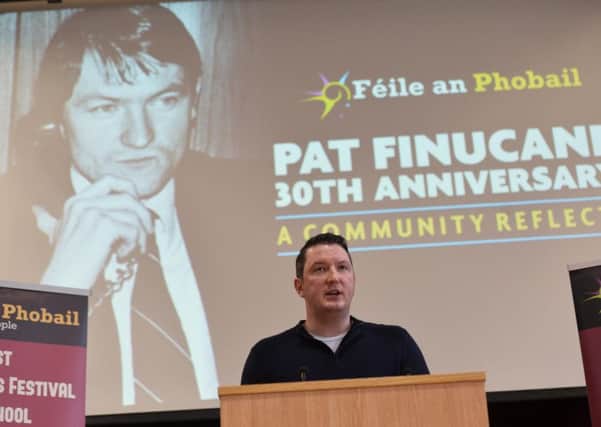 Keynote Speaker John Finucane at a 30th anniversary memorial lecture in honour of his father, murdered Solicitor Pat Finucane at St Mary's University College in Belfast on Sunday.

Photo Colm Lenaghan/Pacemaker Press