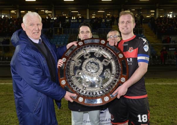Crusaders won the Co Antrim Shield last year and will have home advantage for this year's final against Linfield