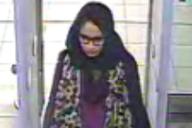 A still taken from CCTV issued by the Metropolitan Police of east London schoolgirl Shamima Begum, going through security at Gatwick airport, before catching a flight to Turkey in 2015 to join the Islamic State group, she is now heavily pregnant and wants to come home. (Photo: Metropolitan Police/PA)