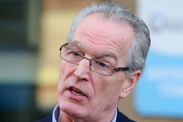 Sinn Fein's Gerry Kelly pictured outside the Policing Board headquarters in Belfast