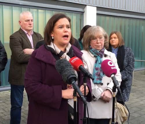 Sinn Fein leader Mary Lou McDonald during the press conference on Monday at which she made the controversial comments