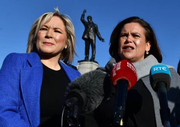 Mary Lou McDonald and Michelle ONeill are reaching out to unionists  but their real target may be another group. Photo: Colm Lenaghan/Pacemaker