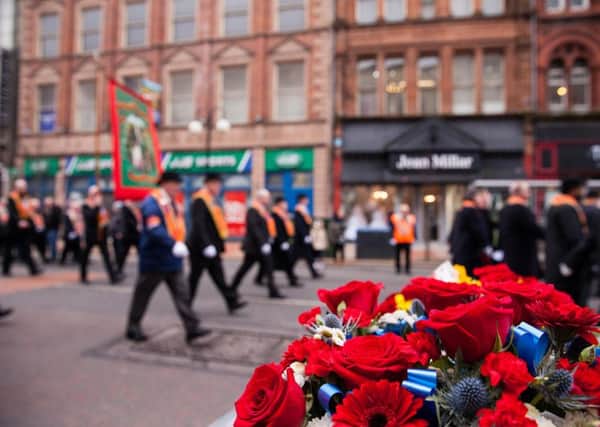 An Orange Order parade in memory of murdered UDR men Frederick Starrett and James Cummings will take place in Belfast city centre on Saturday morning. Pic by Graham Curry