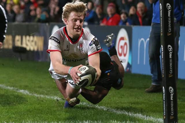 Ulster's Rob Lyttle scores a try
 against Zebre