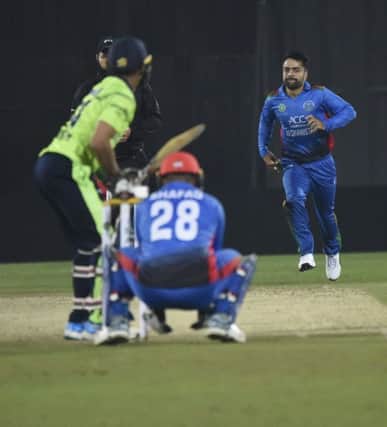 Rashid Khan bowling against Ireland