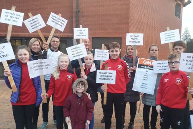 Young people were also involved in the protest at Craigavon Civic Centre