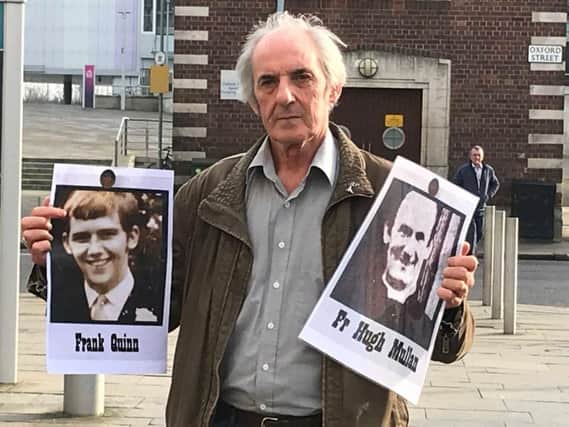 Joseph Millen who survived the shooting incident in west Belfast on August 9, 1971, attends a fresh inquest at Belfast Coroner's Court into the deaths of 10 people in a series of shootings in the area over three days which have become known as the Ballymurphy Massacre