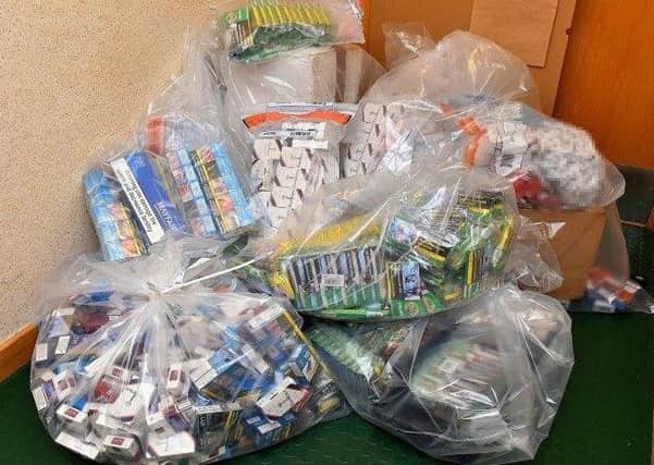 Illicit cigarettes and tobacco seized by HMRC and the PSNI.