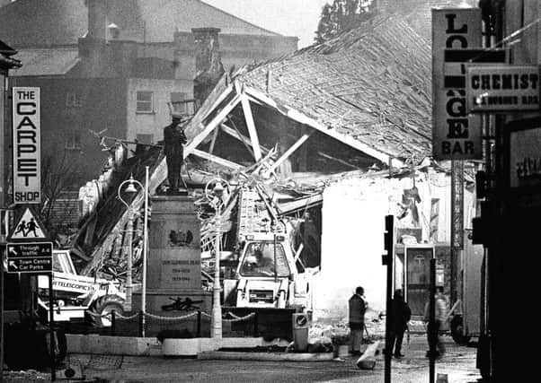 Enniskillen after the IRA bomb. "The events of 8th November 1987 in Enniskillen were an act of sectarian and ethnic motivated hatred"