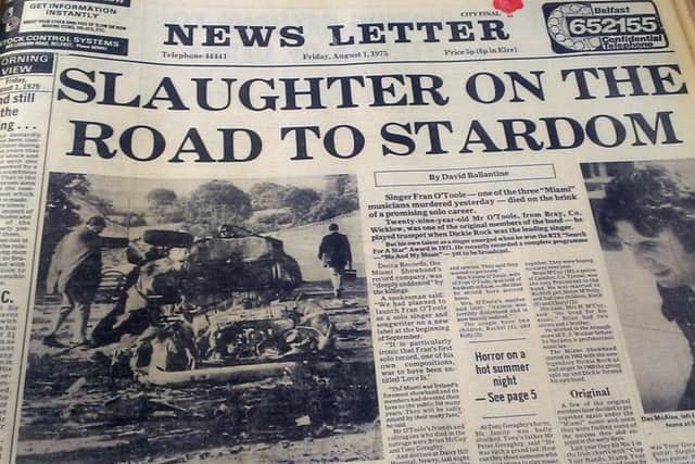 News Letter headline following the Miami Showband murders