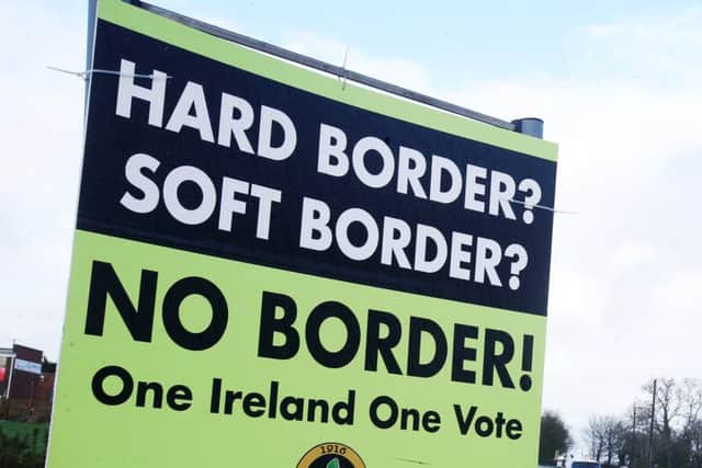 Anti-Brexit signage on the border crossing outside Newry. 

Picture by Jonathan Porter/PressEye