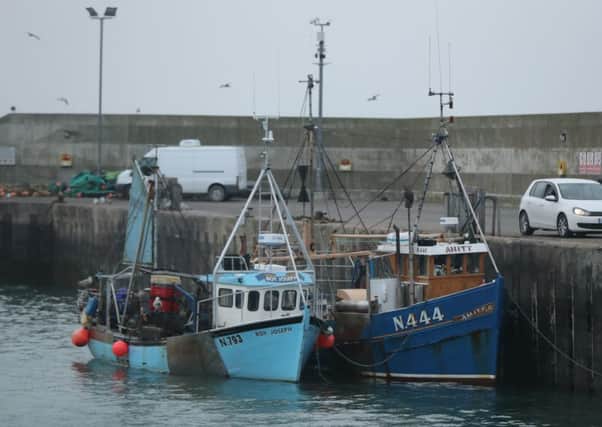The two Northern Ireland-registered fishing boats seized by the Irish navy moored in the port of Clogherhead in Co Louth. They were released to their owners following a court hearing on Friday. Pic by Niall Carson/PA Wire