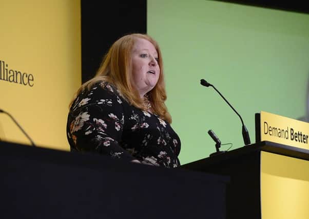 Party leader Naomi Long speaking at the Alliance Party's spring conference. 
Picture By; Arthur Allison.