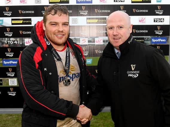 Ulster's Eric O'Sullivan is named Guinness man of the match after the 28-15 win at Dragons
