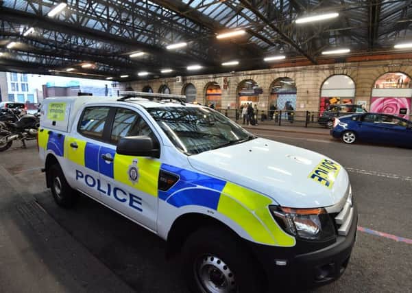 A British Transport Police vehicle at Waterloo Railway Station, London, after three small improvised explosive devices were found at buildings at Heathrow Airport, London City Airport and Waterloo in what the Metropolitan Police Counter Terrorism Command said was being treated as a 'linked series'