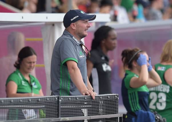 Graham Shaw as coach of Ireland senior women during the hockey World Cup last summer. Pic by INPHO.