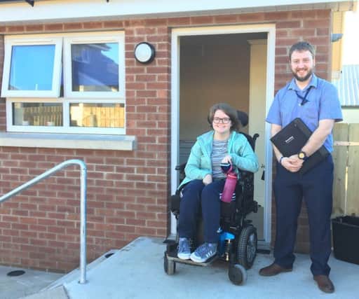 Tenant ClaireTaggart with David Crooks, Housing Executive Patch manager.