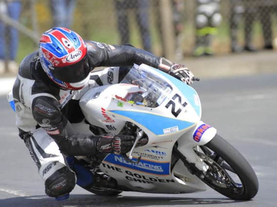 Magherafelt man Paul Jordan in action in the Moto3/125GP race at the Cookstown 100 last year.
