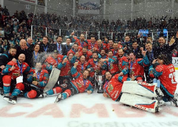 Belfast Giants celebrate their Challenge Cup success