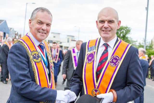 Stuart Brooker (left) with Orange Order chief executive Iain Carlisle