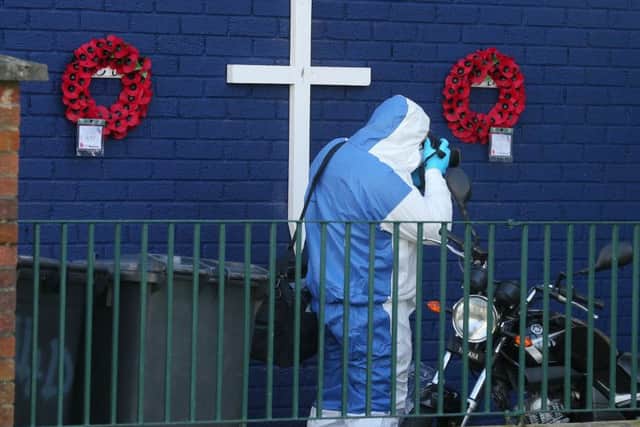 Forensic experts at the scene in east Belfast where a murder investigation has been launched after a 53-year-old woman's body was found on Sunday night in the Whincroft Way area of the Braniel estate.
Picture: Jonathan Porter/PressEye